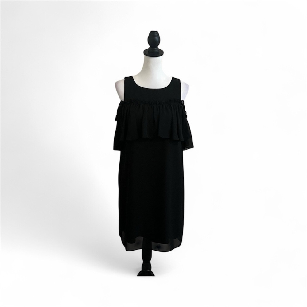 Gianni Bini Black Satin Dress with ruffles